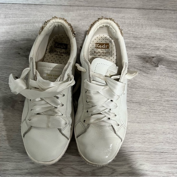Keds x Kate Spade Ace Flower Appliqué White Sneakers ~ Size 8 - Picture 7 of 12